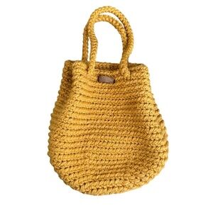 Hand Crafted Golden Knit Satchel Bag